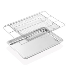 Allstare FRIGPEREAFT Air Fryer Tray Replacement for Frigidaire Ready Cook 30'' Range Oven Parts 304 Stainless Steel 25’’ x 16.25’’ Air Fryer Rack Frigidaire Electric Wall Oven Air Fryer Basket Set