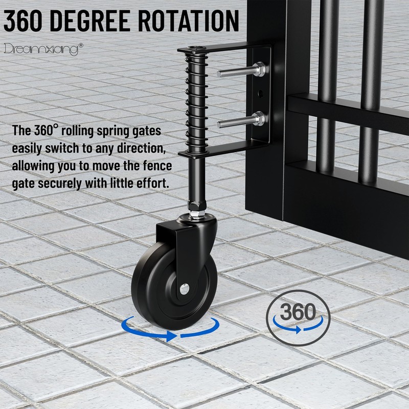 4" Spring Loaded Caster, Heavy Duty Rubber Wheel for Wooden