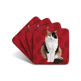 Tort Cat - Set of 4 Coasters - Leslie Gerry Animal Gifts