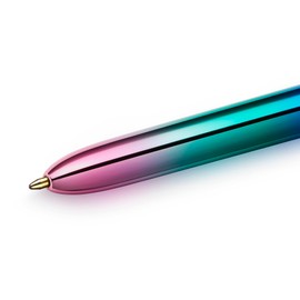BIC 4 Colours Ballpoint Pen Set 4 Colours Gradient, Pack of 5 in Metallic Gradient, Refillable, Ideal for the Office, Home Office or School
