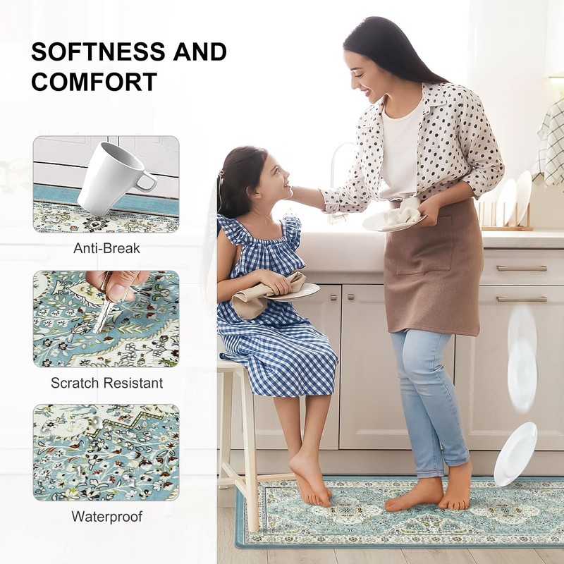 Collive Boho Anti Fatigue Kitchen Mats Sets 2 Piece Non