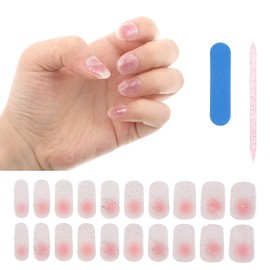 Semi Cured Gel Nail Strips 20 Pcs Gel Nail Stickers UV Light Required UV Nails Sticker for Women Long Lasting for Home Nails DIY Supplies