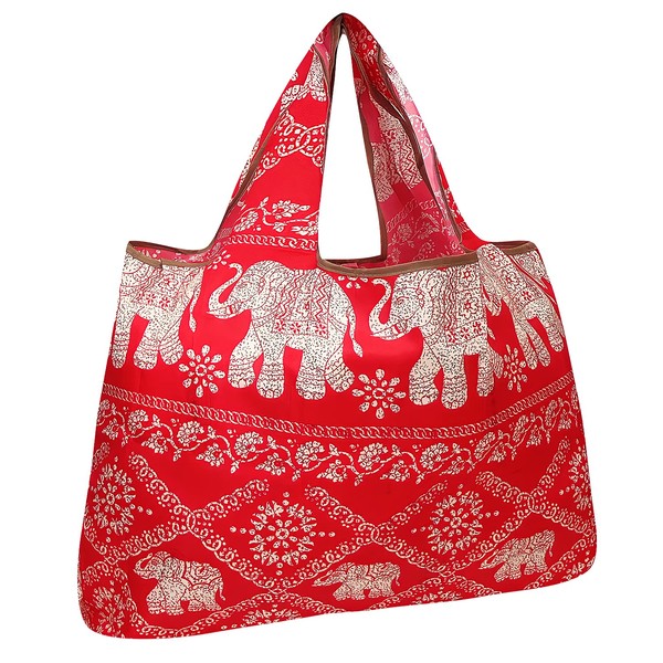 allydrew allydrew Large Foldable Tote Nylon Reusable Grocery Bags, Regal
