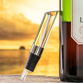 D&Slifei Wine Aerator Pourer - Premium Aerating Pourer and Decanter Spout Attaches to Wine Bottle for Improved Flavor, Enhanced Bouquet, Rich Finish and Bubbles, No-Drip, Spill