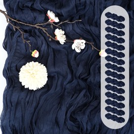 15 Pack Navy Blue Cheesecloth Table Runner 17 x 108 Inch Fall Thanksgiving Boho Rustic Farmhouse Gauze Cheese Cloth Runner for Wedding Party Baby Shower Home Decor Holiday Decorations