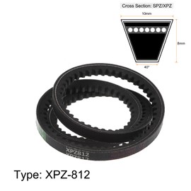 sourcing map XPZ-812 Cogged V-Belts 812mm Pitch Girth 10mm Width 8mm Height Rubber for Power Transmission