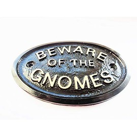 Artisan BEWARE OF THE GNOMES HOUSE/GARDEN WALL PLAQUE (Black)