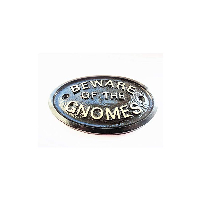 Artisan BEWARE OF THE GNOMES HOUSE/GARDEN WALL PLAQUE (Black)