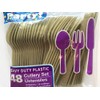 Gold Plastic Cutlery Set 48 Pc Knifes Forks and Spoons