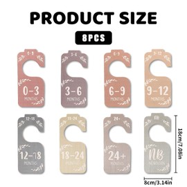 8 Pcs Baby Wardrobe Dividers,Clothes Dividers Hanging Closet Organiser Clothe Size Divider Wooden Age Hanger Separators Nursery Decor Wood Hangers Separator Decorations,for Newborn 24 Months Gift