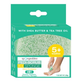 Spongeables Pedi Scrub Foot Exfoliating 5+ Wash Travel Sponge, Citron Eucalyptus, 1 Count