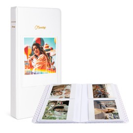MUZIRI KINOKOO 64 Pockets Photo Album for Fuji Instax Wide 400/Wide 300/Wide 210 Camera, PU Leather Photo Album for 4.25'' * 3.4'' Films, Collection Souvenir Album Book for Wide 400/300/210 - White