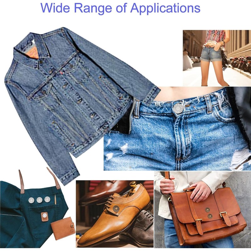 JUTOSU 8 Pcs Metal Jeans Waist Adjuster Button Adjuster Seamless