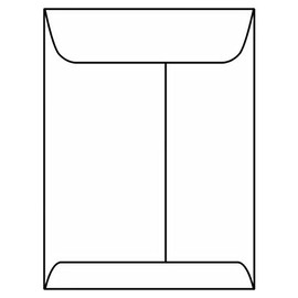 Open End Catalog Envelopes, 9" x 12", 28#, White Kraft, Center Seam (Box of 500)