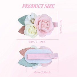 Dizila 6 Pieces Delicate Handmade Rose Flower Hair Bows Fully Lined Alligator Hair Clips Floral Hair Barrettes Accessories for Baby Girls Toddlers Kids Teens Women (6PCS S7)