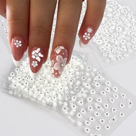 Glimmer Style 5 Bögen 3D-Geprägte Blumen-Nagelkunst-Aufkleber, 5D, Selbstklebende Pegatinas, Uñas, Buntes Gänseblümchen, Blumen-Nagelzubehör, Nagelkunst, Design, Dekoration, Zubehör 30 Nagel