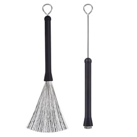 2 x drum brushes, jazz broom, drum stick brush, retractable drum brush, drum brush, drum sticks broom with comfortable rubber handles, drum sticks broom for musicians beginners