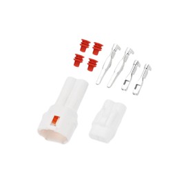 Partuto 2 Pin Car Waterproof Connector Plug, 2mm Series Male Female Wire Terminal Connector for Honda Plastic Copper White, 1 Set Replacement