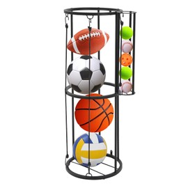AWZITUO garage Ball Storage ball rack holder Basketball Rack sports ball storage Wall Mounted Sports Equipment Organizer Vertical Ball Rack Soccer Volleyball Rugby wall mount holder