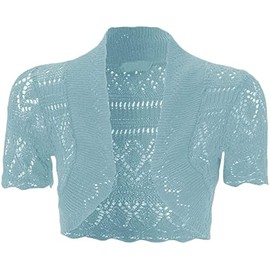 Loxdonz Girls Kids Short Sleeve Crochet Knitted Bolero Shrug Top Cardigan Shrug (11-12 Years, Aqua)