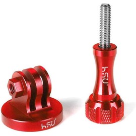 HSU Aluminum Tripod Mount Adapter Set with Thumb Screw for GoPro Hero 12/11/10/9/8/7/6/5 and Other Action Cameras with 1/4 Screw Holes(Red)