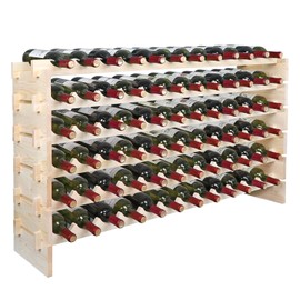 SEGAWE Wood 72 Bottle Wine Rack Stackable Storage 6 Tier Display Shelves Cellar Shelf