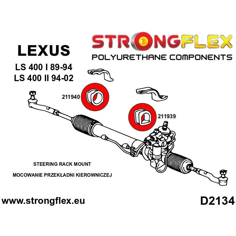 Strongflex PU Steering Rack Bushing Sport 211939A fits Lexus LS400