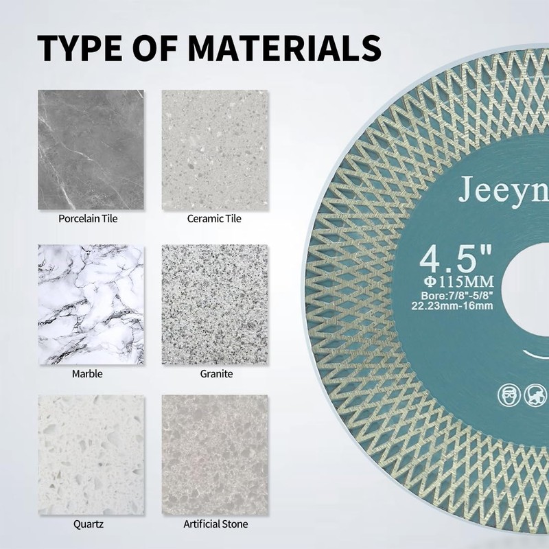 JeeynoTols Diamond Cutting Grinding Disc - 4.5"/115mm Dual Coated Tile