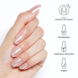 OPI xPRESS/ON Throw Me a Kiss | Pink Shimmer Short Round Press On Nails | With Nail Glue | Long Lasting, Reusable, Non-damaging