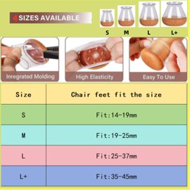 PengLAI Chair Leg Protectors (L),8PCS Stool Leg Protectors for Hardwood Floors Table Furniture feet Covers Pad, Protection Caps,Furniture Cup with Felt Pads for Protecting Floors (Fit:25-37mm)