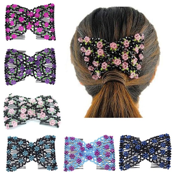 Ruihfas Magic Hair Side Combs Stretch Double Clips Hair Combs