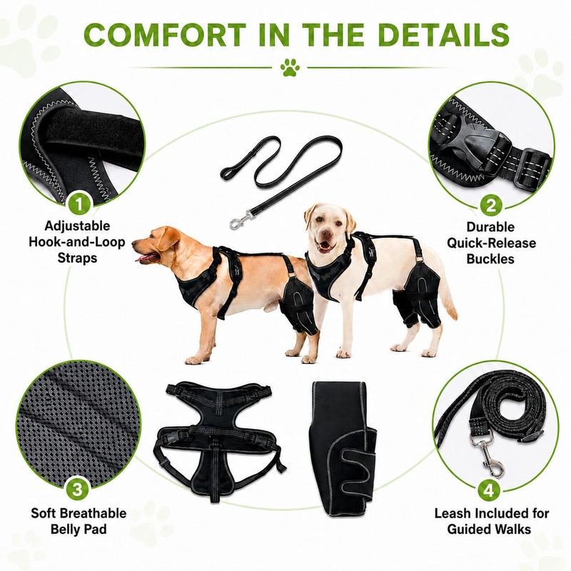 RDOPODNJ (M Dog Rear Leg Brace with Safety Harness and