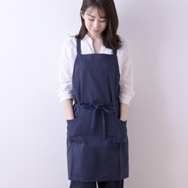Rep Habituel 547687-MAIL Apron, Nordic Style, with Two Pockets, Adult Cafe Apron, Navy, Gift, Length 28.7 inches (73 cm)