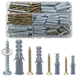 188 Pcs Screws And Wall Plugs Set, Anchor Bolts Assorted,Heavy Duty Rawlplug Mixed Sizes Assortment(M5/6/8/10),Fasteners For Brick,Masonry,Plasterboard Fixings,Tv Bracket,Plaster