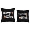 Podcast And Coffee Microphone Podcast Throw Pillow