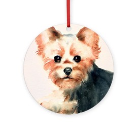 CafePress Classic Yorkie Round 4" MDF Holiday Ornament