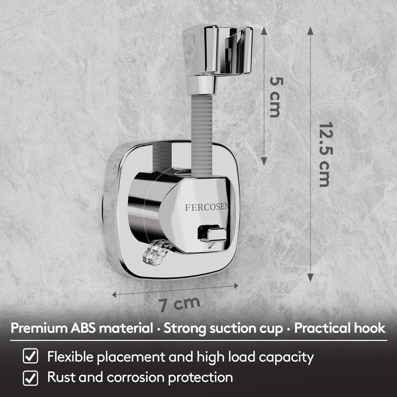 FERCOSEN 360° Rotatable Shower Head Holder with Suction Cup, 10