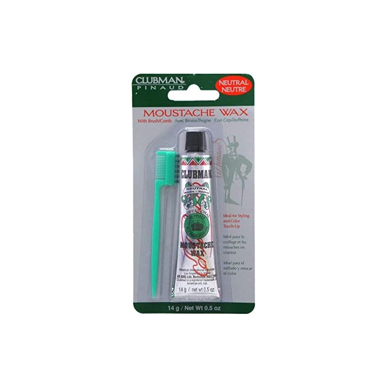 Clubman Moustwax with Brush, White (Neutral)