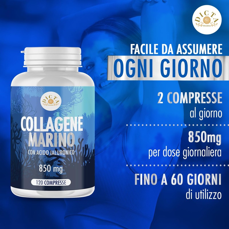 Collagene Marino con Acido Ialuronico Forte 120 Cpr 3000mg -