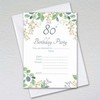 Pack of 80th Birthday Party Invitations with Envelopes: Eucalyptus Eightieth Invites (Pack of 50 with Envelopes)