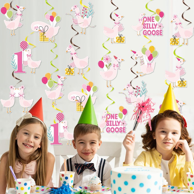 Aposwow One Sily Goose Birthday Decor Girls, 30PCS One Goose
