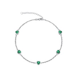Dorunmo Green Anklet for Women 925 Sterling Silver May Birthstone Anklets for Women Emerald Women's Anklets Birthday Summer Jewelry for Wife Mom