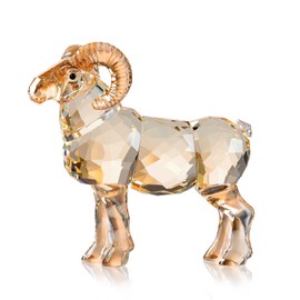 Realistic Animal Crystal Goat Art Figurine Collection Table top Ornament Statue Home Decor (Gold)
