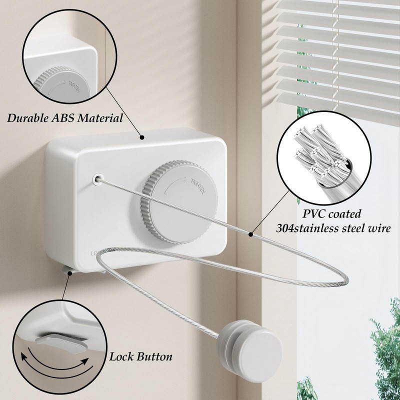 Danpoo Clothes Line Retracting Indoor Clothes Drying Line for Laundry