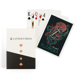 Lantern Press Key West, Florida, Octopus Anchor, Grunge Style (52 Playing Cards, Poker Size Card Deck with Jokers)