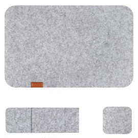Placemats, Felt Cloth Placemats Set of 8 Heat Resistant Place Mats with Fork Bag Table Mats for Dining Table Kitchen Party(Light Gray)
