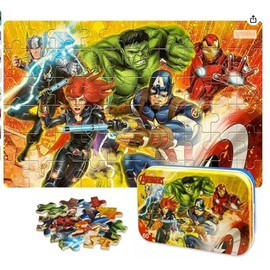 Jigsaw Puzzles 60 Pieces Puzzles for Kids Ages 4-8 Learning Educational Toy Puzzles for Children Girls and Boys Packed in Tin Box (SN-B6Q2-ZJK6)