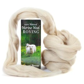 Merino Wool Roving, Premium Combed Top, 1 oz, Color Parchment, 21.5 Micron, Perfect for Felting Projects, 100% Pure Wool, Made in The UK