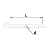DAIDOHANT 10184880 SUS304 Stainless Steel Split Pin, Nominal Diameter (D)