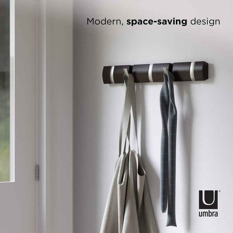Umbra Flip Wall-Mounted Coat Rack with 5 Hooks – Modern,
